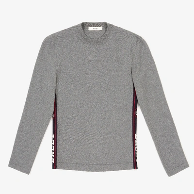 Bally Side Stripe Wool Sweatshirt In Gray Melange