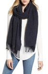 Canada Goose Two Tone Woven Wool Scarf In Navy
