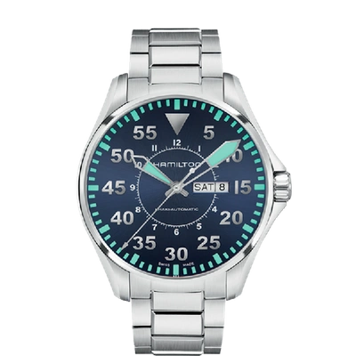 Hamilton Khaki Aviation Pilot Day Date Auto In Blue