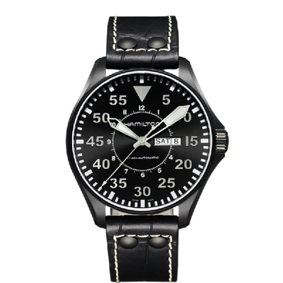 Hamilton Khaki Aviation Pilot Day Date Auto In Black