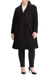 Ralph Lauren Wool Blend Wrap Coat In Black