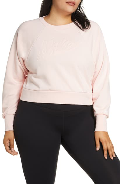Nike Dri-fit Crop Sweatshirt In Echo Pink/ White | ModeSens