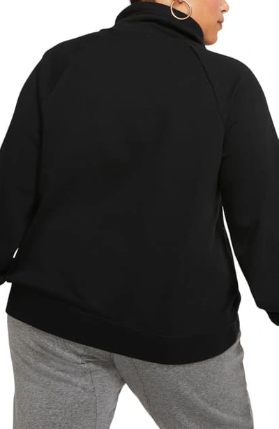 Nike Plus Size Sportswear Essential 1/4-zip Fleece Top In Black/ White
