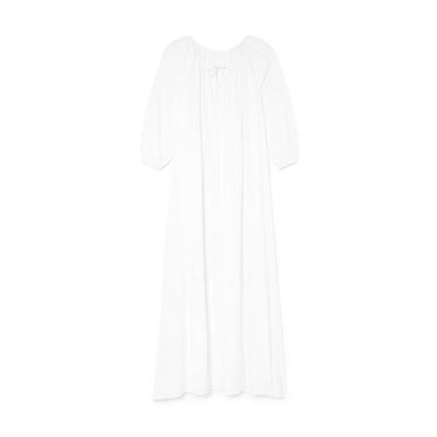 Pour Les Femmes Long Gauze Kaftan Dress In White