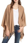 Rag & Bone Fringe-trim Cashmere Poncho In Heathered Camel