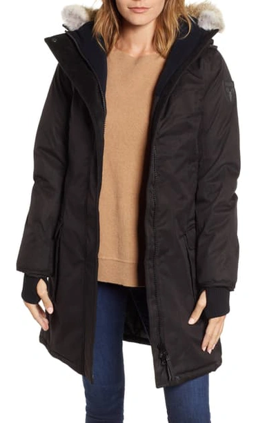 Nobis Abby Hooded Down Parka With Genuine Coyote Fur Trim In Black