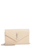 SAINT LAURENT MONOGRAMME QUILTED LEATHER WALLET ON A CHAIN,377828BOW02