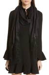 VALENTINO LACE TRIM MODAL & CASHMERE SCARF,PT2EE088NMW