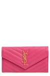 SAINT LAURENT MONOGRAMME LOGO LEATHER FLAP WALLET,372264BOW01