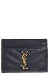 SAINT LAURENT MONOGRAM QUILTED LEATHER CREDIT CARD CASE,423291BOW01
