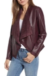 Bb Dakota Teagan Reversible Faux Leather Drape Front Jacket In Fig