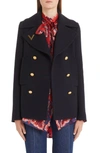 VALENTINO V-DETAIL DOUBLE FACE WOOL PEACOAT,RB3CJ0U54G8