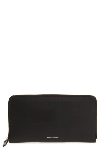 Mansur Gavriel Continental Zip Leather Wallet In Black/ Flamma