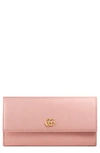 Gucci Petite Leather Continental Wallet In Perfect Pink