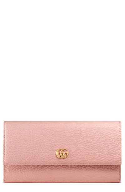 Gucci Petite Leather Continental Wallet In Perfect Pink