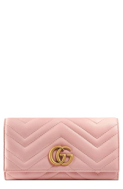 Gucci Gg Matelasse Leather Continental Wallet In Perfect Pink