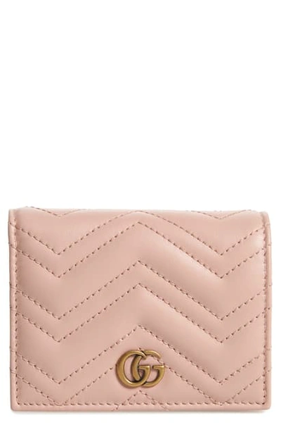 Gucci Gg 2.0 Matelasse Leather Card Case In Perfect Pink