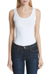 Majestic Scoop Neck Cotton Tank Top In Blanc