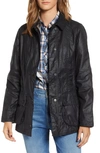 Barbour Beadnell Waxed Cotton Jacket In Black