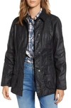 Barbour Beadnell Lightweight Waxed Cotton Jacket In Navy