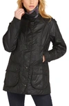 Barbour Beadnell Waxed Cotton Jacket In Black