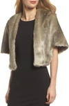 Eliza J Faux Fur Capelet In Grey