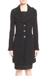 St John Milano Pique Fit And Flare Topper Coat In Caviar