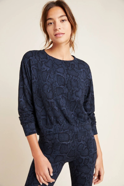 Sundry Python Cropped Pullover In Blue