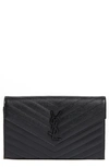 SAINT LAURENT MONOGRAM QUILTED LEATHER WALLET ON A CHAIN,377828BOW08