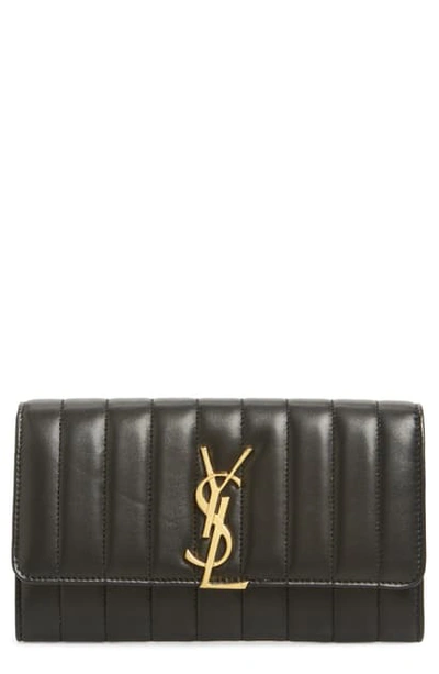 Saint Laurent Vicky Large Continental Wallet In Noir