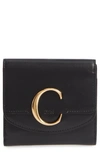 Chloé Square Leather Wallet - Black