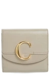Chloé Square Leather Wallet - Grey In White