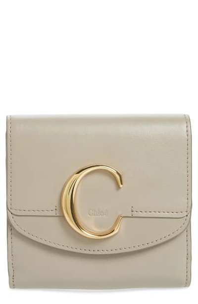 Chloé Square Leather Wallet - Grey In White