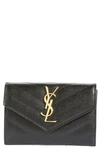 SAINT LAURENT 'MONOGRAM' QUILTED LEATHER FRENCH WALLET,414404BOW01