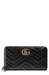 GUCCI GG MARMONT MATELASSE LEATHER ZIP-AROUND WALLET,474814DRW1T