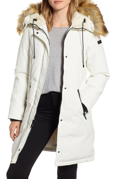 Sam Edelman Faux Fur Trim Down Parka In White
