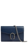 Gucci Leather Wallet On A Chain In Blu Agata/ Black Diamond