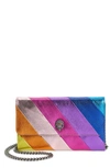 Kurt Geiger Stripe Leather Chain Wallet In Metallic Multi