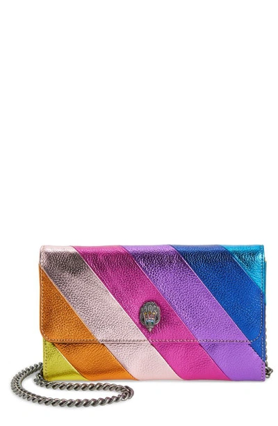 Kurt Geiger Stripe Leather Chain Wallet In Metallic Multi