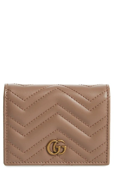 Gucci Gg 2.0 Matelassé Leather Card Case In Porcelain Rose