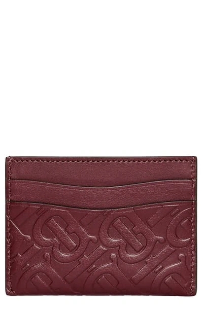 Burberry Monogram Leather Card Case - Burgundy In Oxblood
