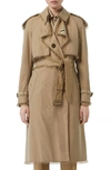 BURBERRY PIERCED DOUBLE BREASTED COTTON TRENCH COAT,4560909