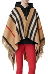 BURBERRY STRIPE FRINGE WOOL CAPE,8010115