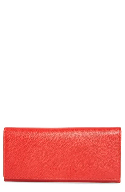Longchamp 'veau' Continental Wallet - Red In Red Orange