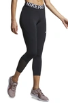 Nike Pro 365 Mesh-paneled Recycled Dri-fit Leggings In Black/ White