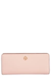 Tory Burch Robinson Slim Leather Wallet In Shell Pink