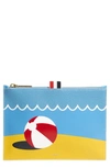 THOM BROWNE LARGE BEACH SCENE LEATHER COIN PURSE,MAW156A-00198
