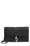 REBECCA MINKOFF EDIE QUILTED LEATHER CROSSBODY WALLET,SF19IELW57