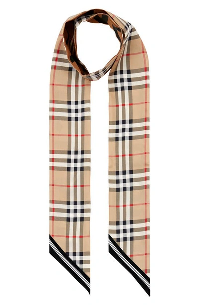 Burberry Vintage Check Skinny Scarf In Archive Beige