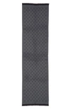 Gucci Gg Jacquard Wool Scarf In Paladio/ Nero